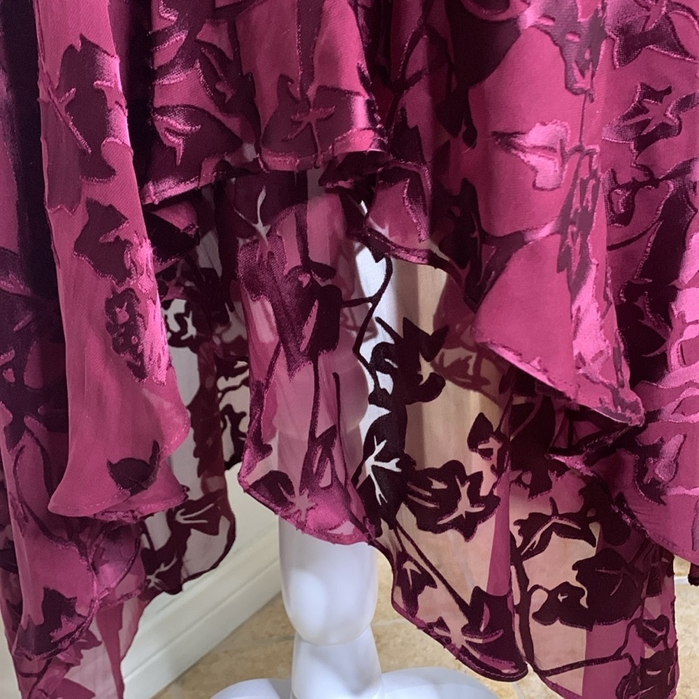 Adrianna Papéll Silk‎ Blend Flutter Sleeve Burnout Dress - Picture 5 of 6